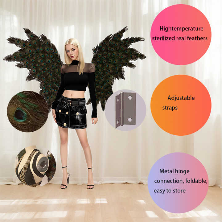 Peacock Feather wings Decorative Catwalk Performance Props Feather wings