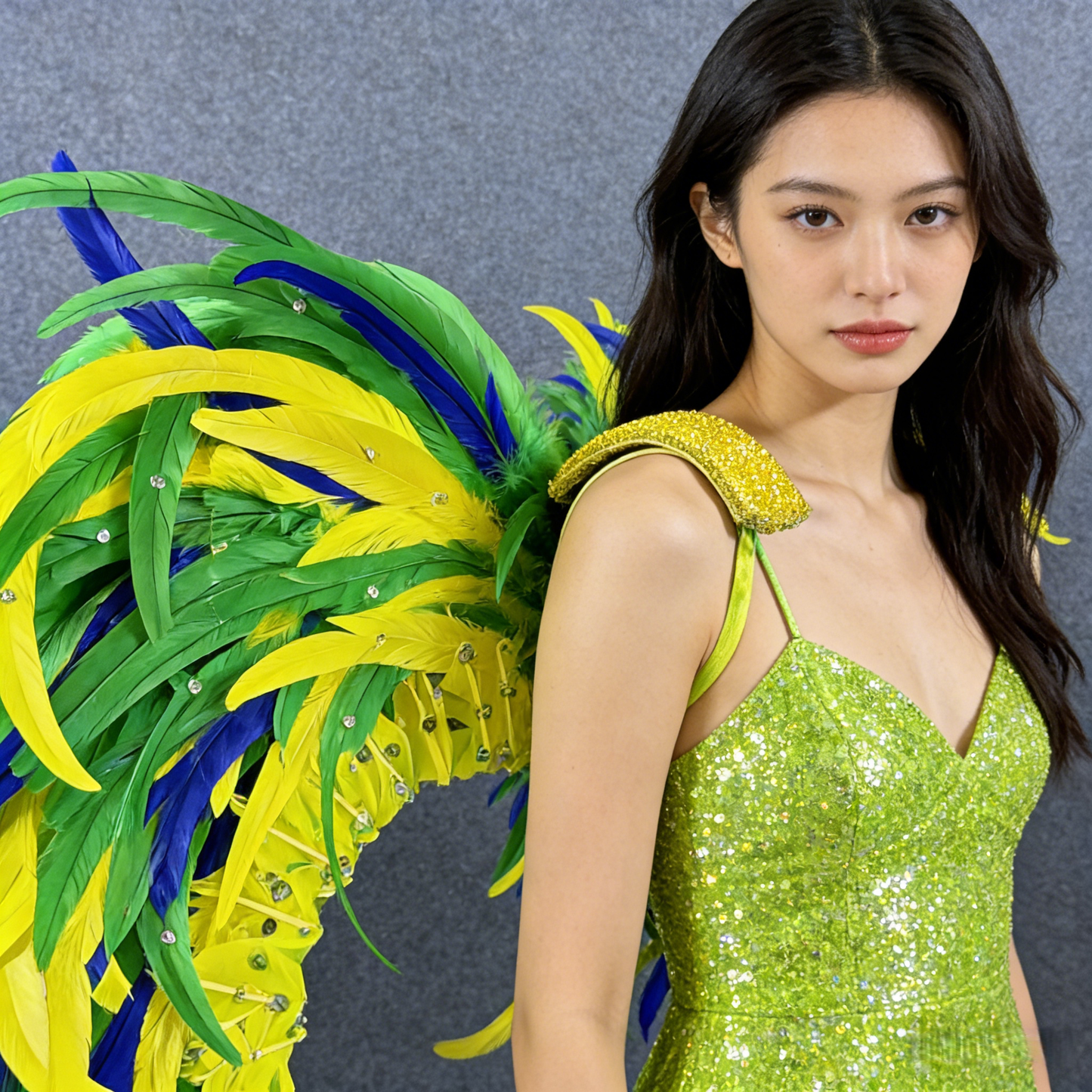 Custom Rooster Tail Feather Wings, Performance Props for Opening Dance, Amusement Park Parade & Carnival Show
