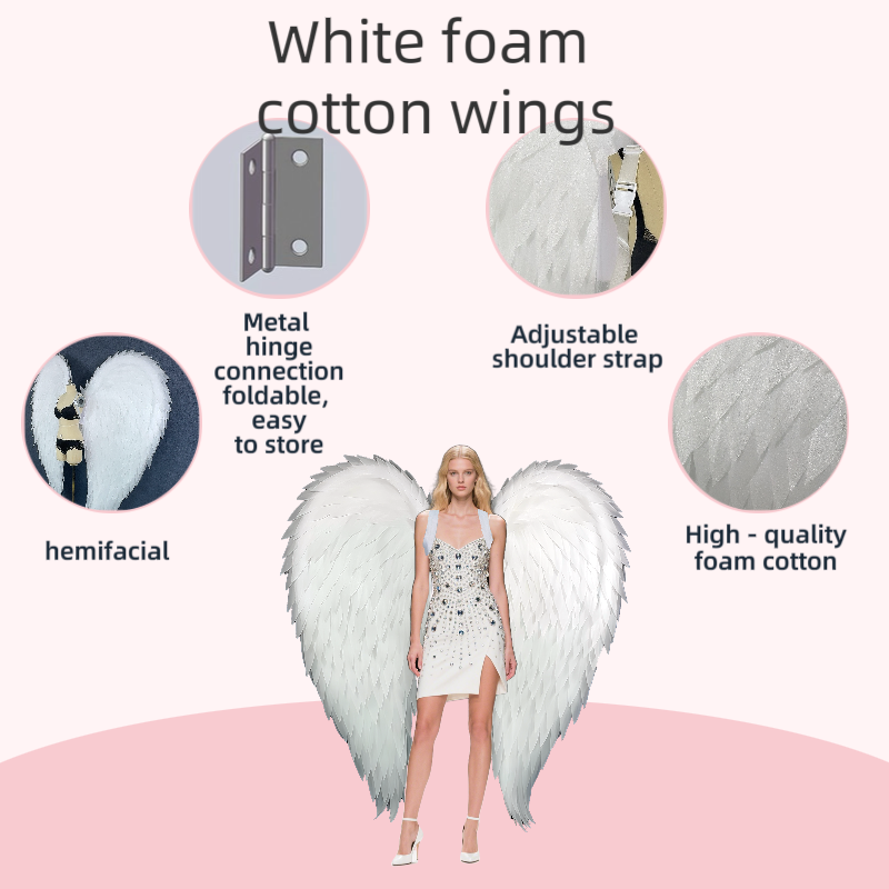 Premium White Angel Wings - Oversized Foam Cotton Costume Accessory, Suitable for Fashion Styling, Photo Shoots and Special Events