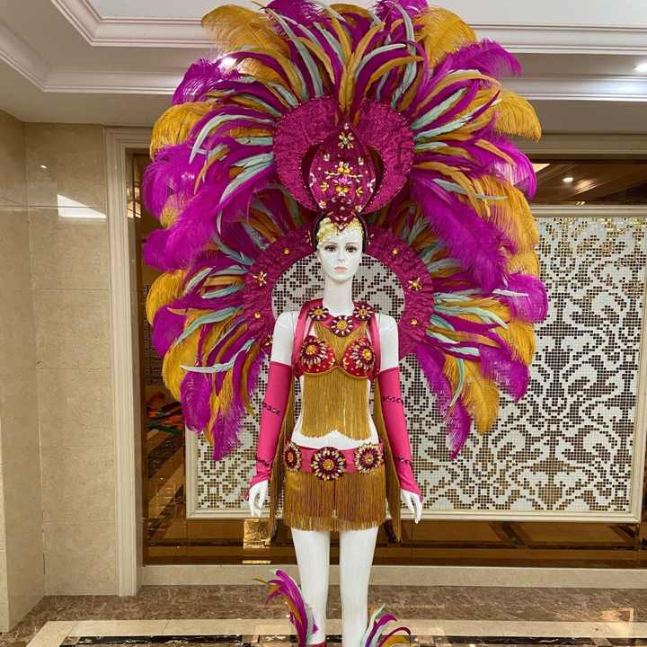 Brazilian Samba Headdress Props Parade Costumes Carnival Party Stage Performance Ostrich Feather wings