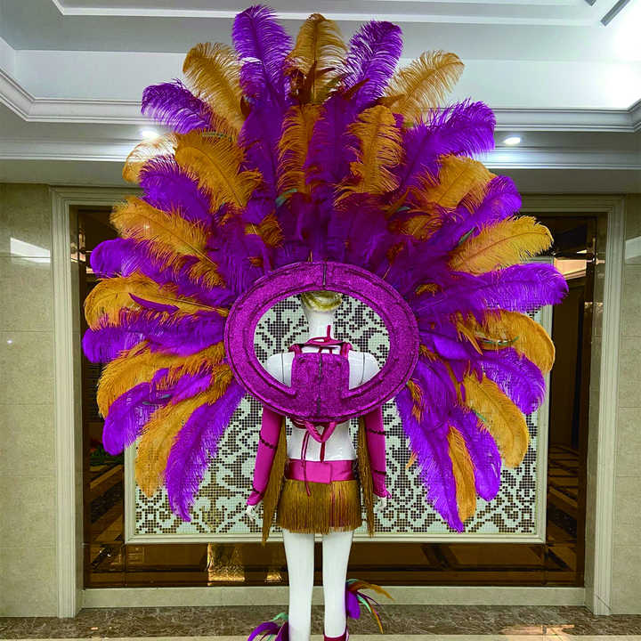 Brazilian Samba Headdress Props Parade Costumes Carnival Party Stage Performance Ostrich Feather wings