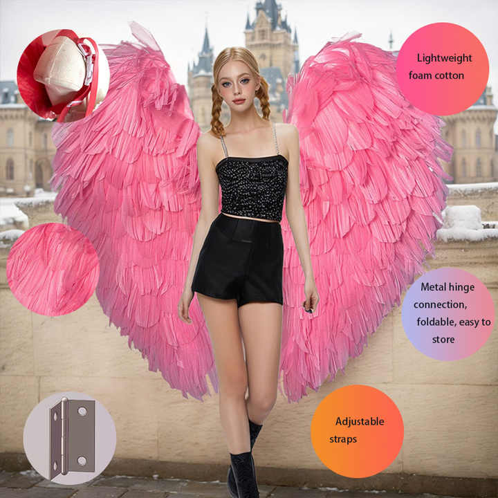 Custom Handmade Lightweight Pink Foam Angel Wings for Photography Props and Events Decoration