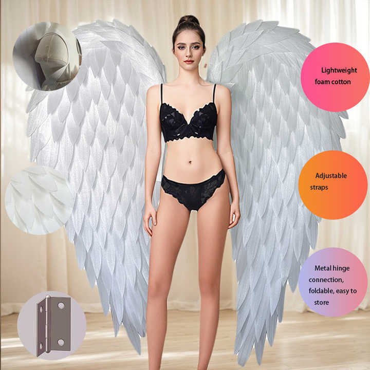 Handmade White Foam Large Angel Wings, suitable Photography