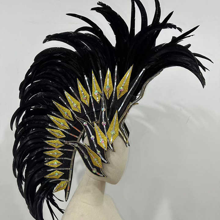 High-Quality Brazilian Samba Feather Headdress for Carnival Stage Performances and Samba Dance Costumes