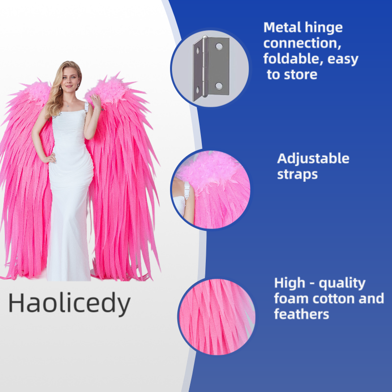 Handmade extra Long pink Foam Archangel wings for Wedding Photography and Event Performances