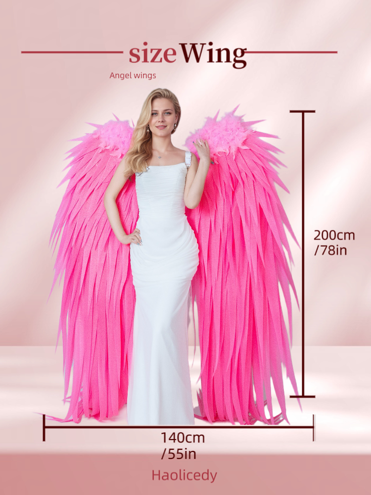 Handmade extra Long pink Foam Archangel wings for Wedding Photography and Event Performances