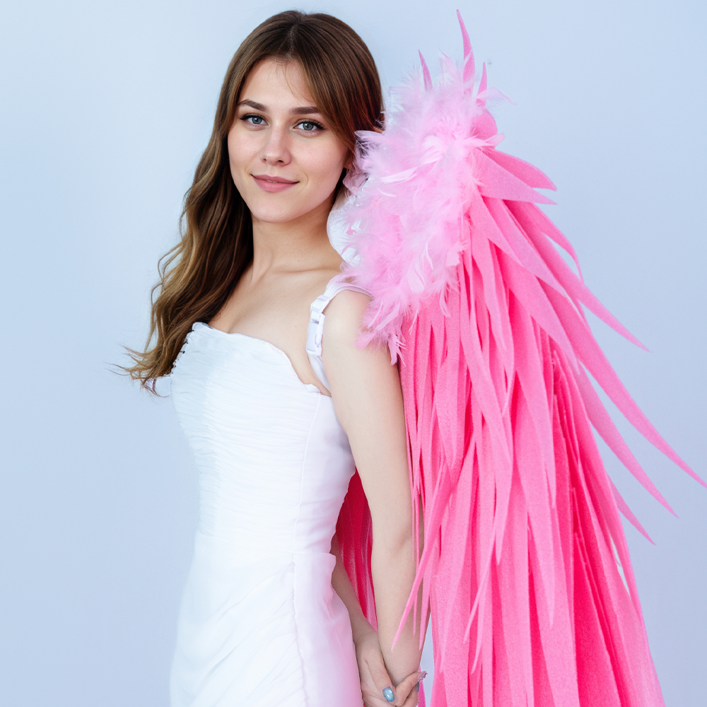Handmade extra Long pink Foam Archangel wings for Wedding Photography and Event Performances
