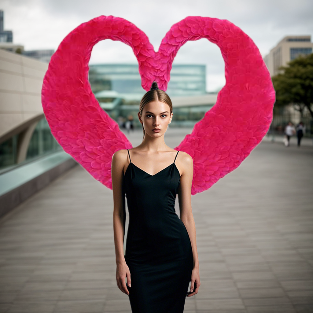 Rose Red Heart-shaped Design Feather wings Role Play Props Performance Angel wings