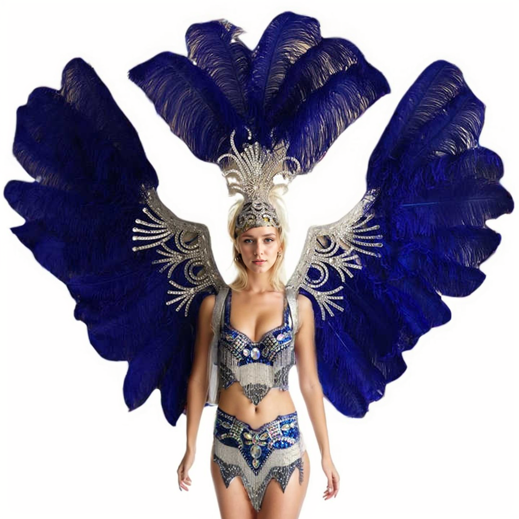 Samba Music Festival Opening Stage Performance Costume Ostrich Feather Wings Adult Party Parade Costume