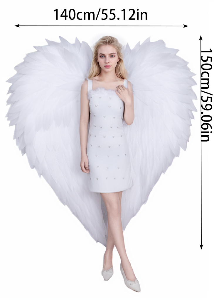 Heart - shaped white foam cotton photoshoot angel wings, unlocking a new fairy - like and beautiful style