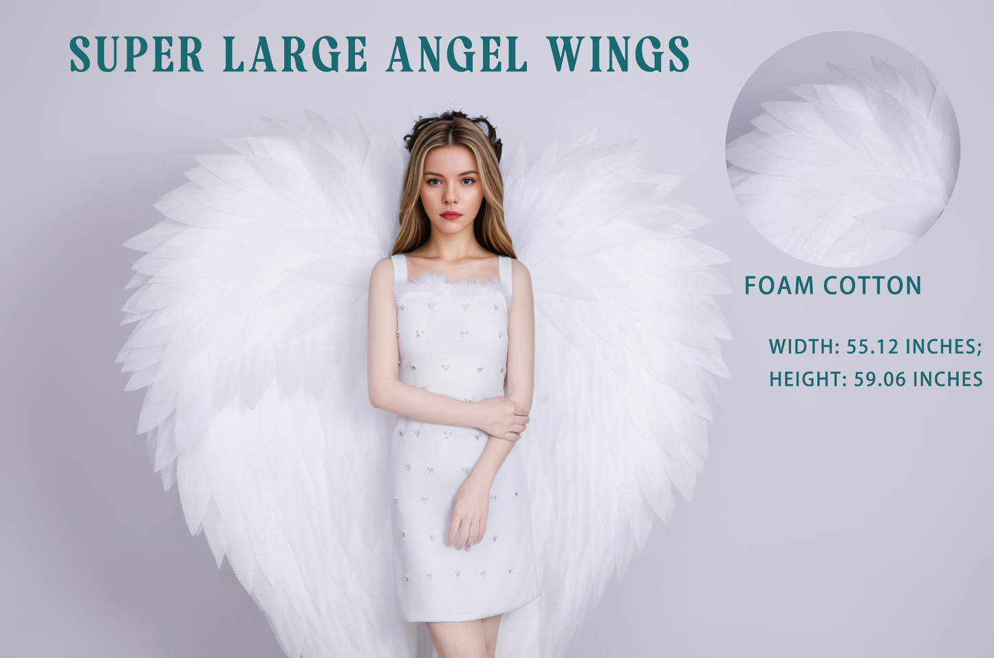 Heart - shaped white foam cotton photoshoot angel wings, unlocking a new fairy - like and beautiful style