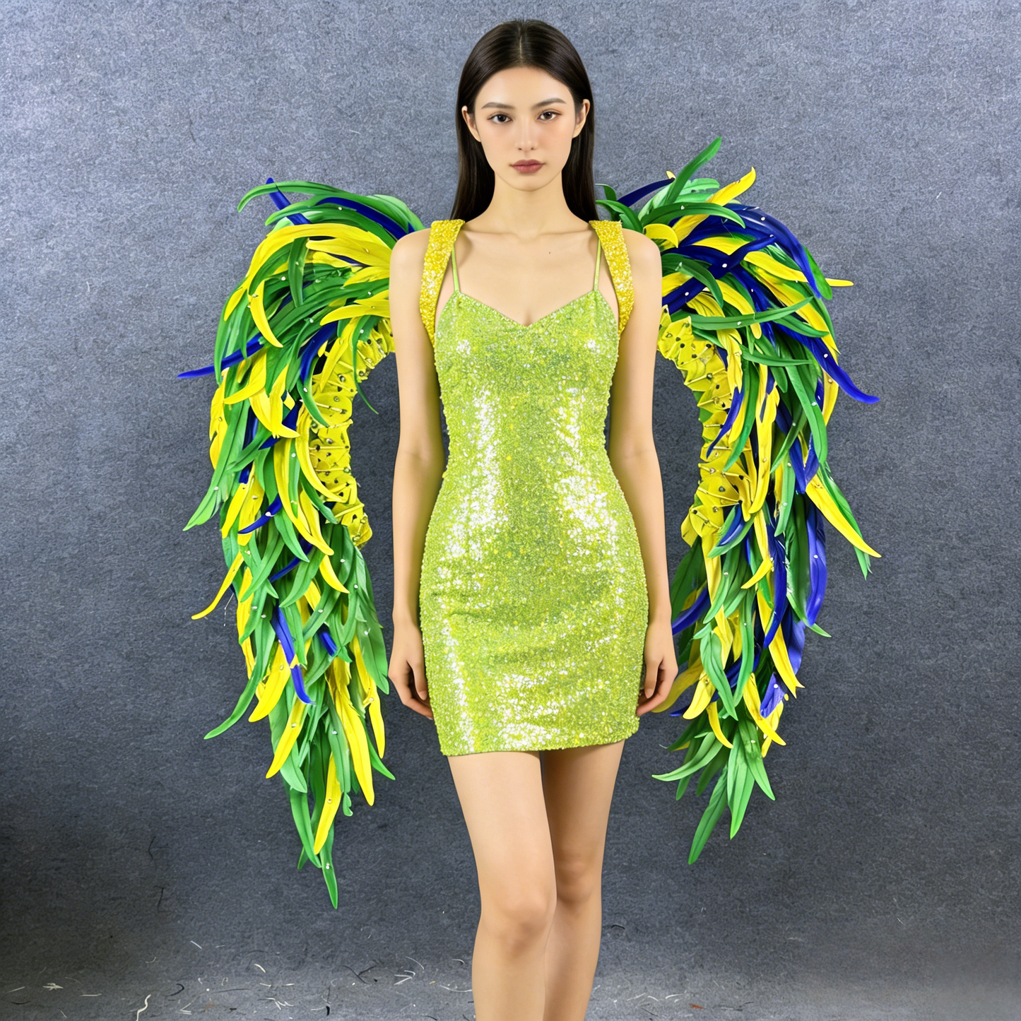 Custom Rooster Tail Feather Wings, Performance Props for Opening Dance, Amusement Park Parade & Carnival Show