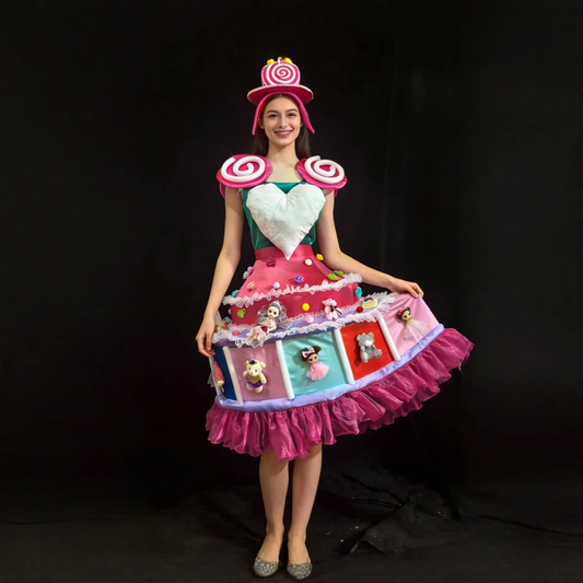 Candy Theme Performance Costume, Lollipop Decor & Cartoon Elements Tutu Dress, Fun Stage Outfit