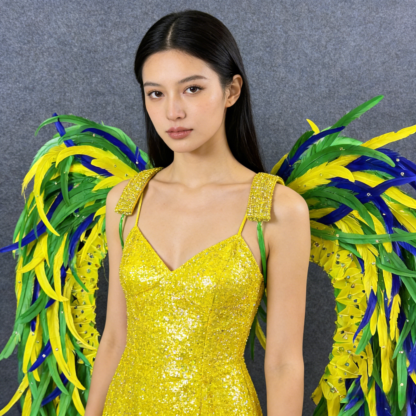 Custom Rooster Tail Feather Wings, Performance Props for Opening Dance, Amusement Park Parade & Carnival Show