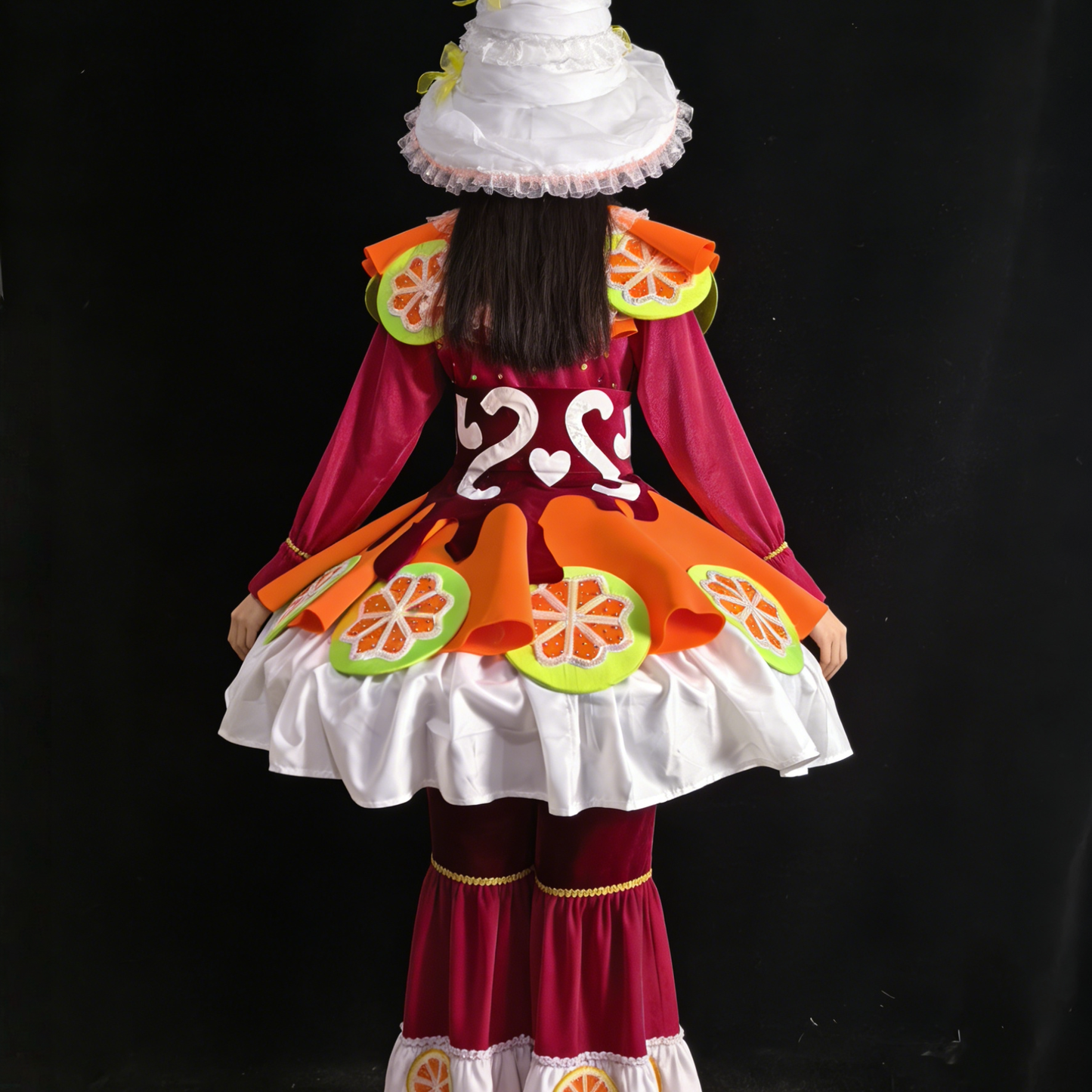 Orange Theme Creative Performance Costume, Orange Slice Decor Multi-Layer Tutu Skirt, Fun Themed Outfit