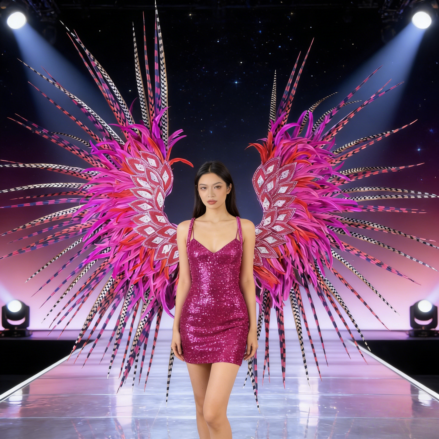 Custom Rose Red Samba Parade Wings, Amusement Park & Carnival Performance Props