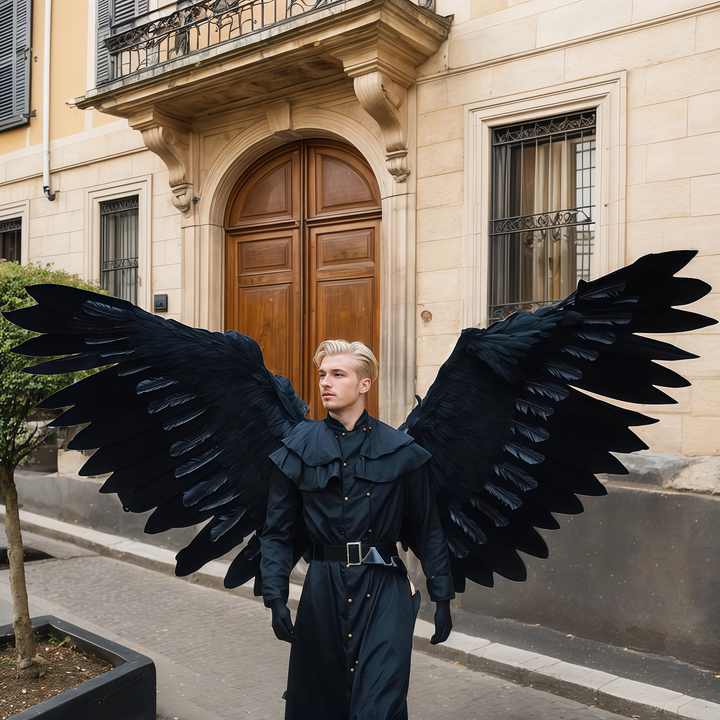 Customizable Mechanical Articulated Angel Wings with Motorized Folding for Halloween Costume and Parties