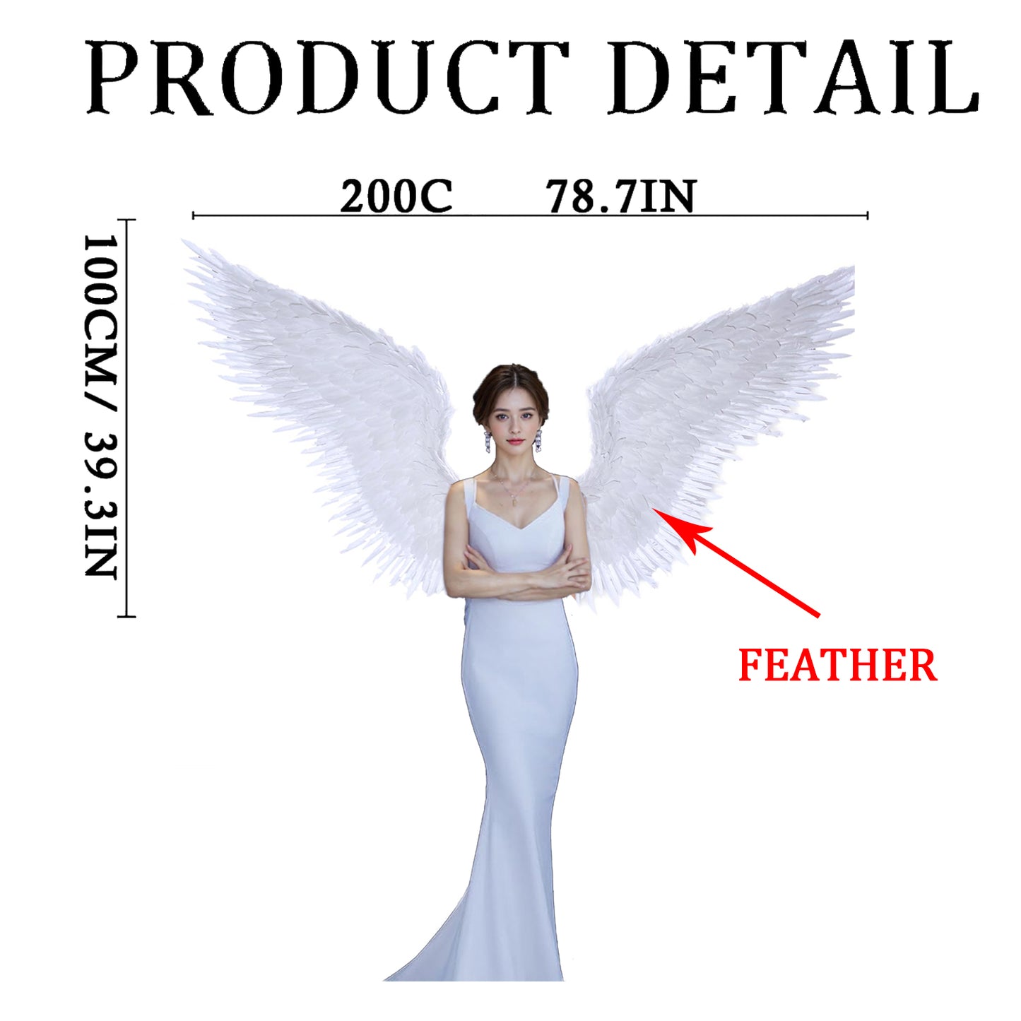 White Large Adult Feather Costume Prop Party Decoration Angel wings
