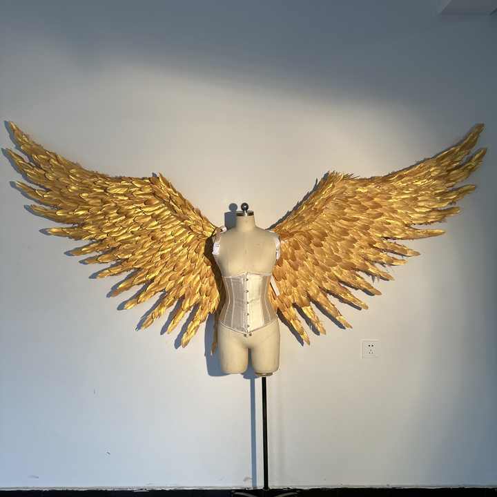 Custom Gold Feather Angel Wings for Studio Photography Prop Wings and Event Runway Decoration