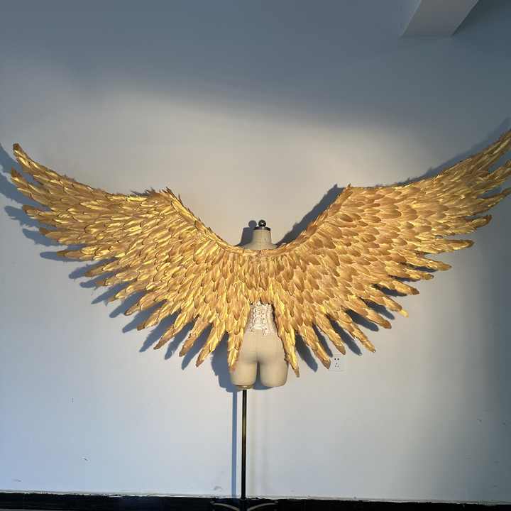 Custom Gold Feather Angel Wings for Studio Photography Prop Wings and Event Runway Decoration