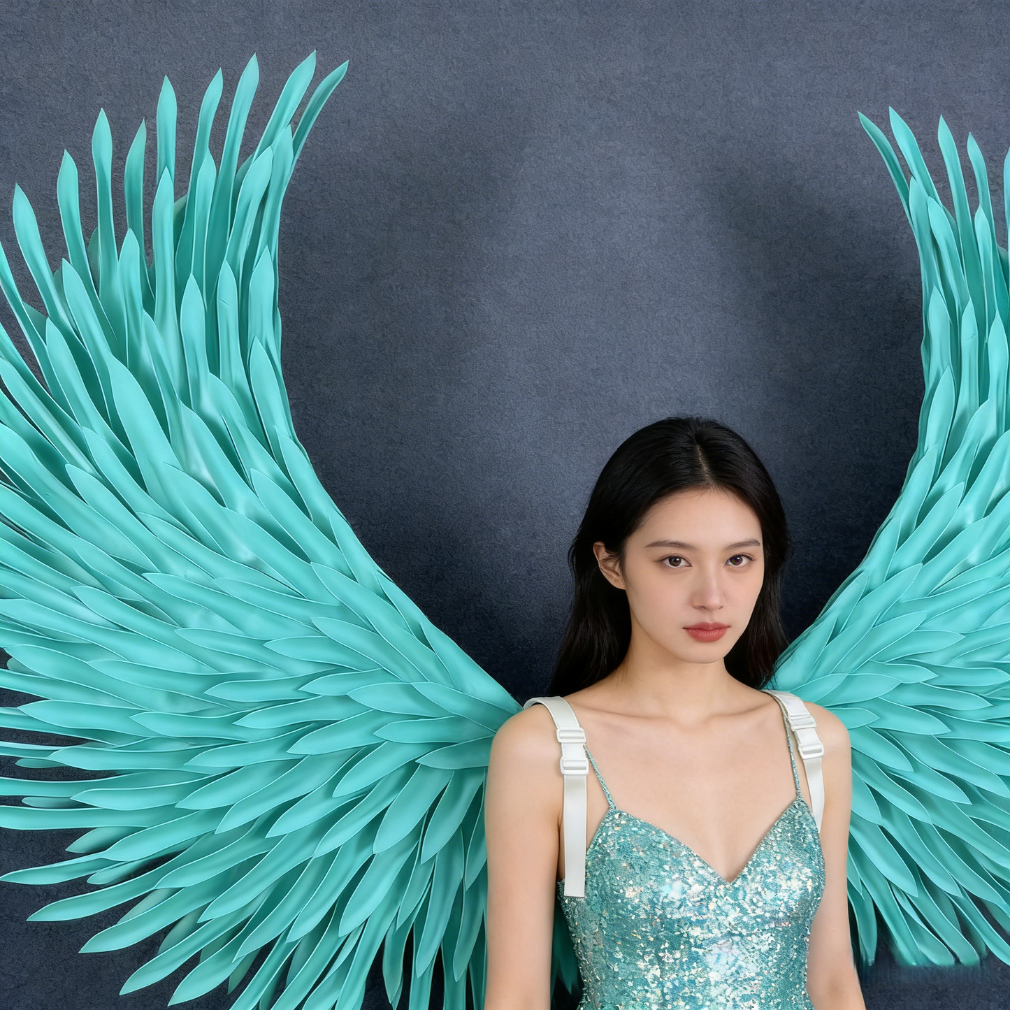 Mint Blue EVA Wings, Performance Props for Amusement Park & Carnival Parade, Catwalk & Photography