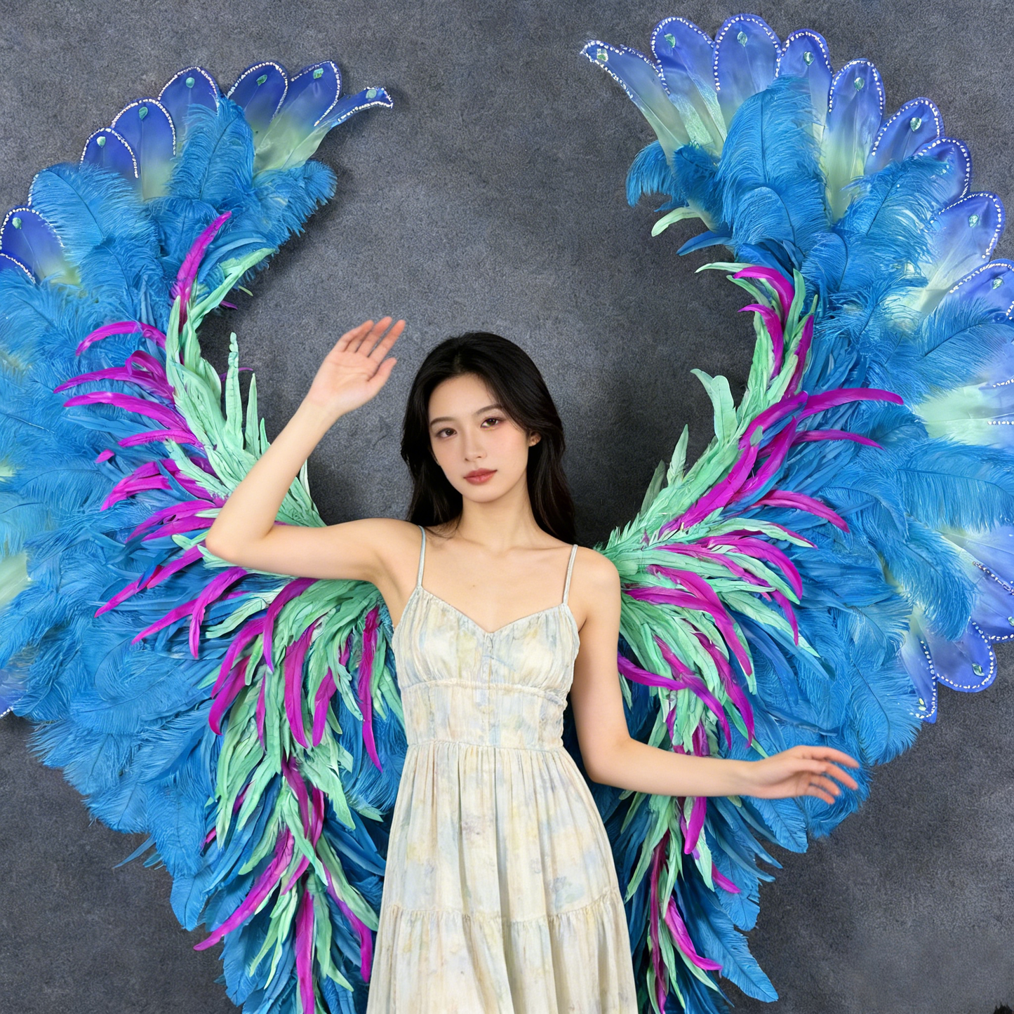 New Ostrich Feather Contrast Rooster Tail Wings, Catwalk, Commercial Show & Competition Performance Props