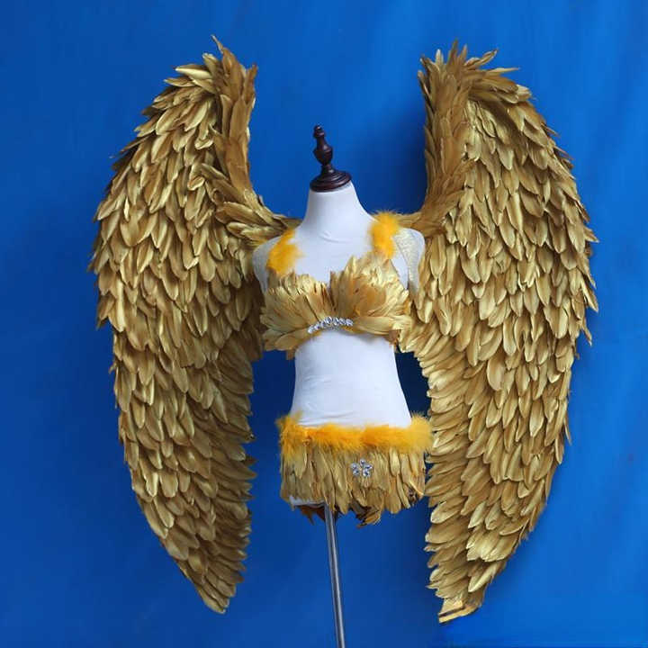 Golden Feather Wings, Show Props, Angel Wings, Photography Props