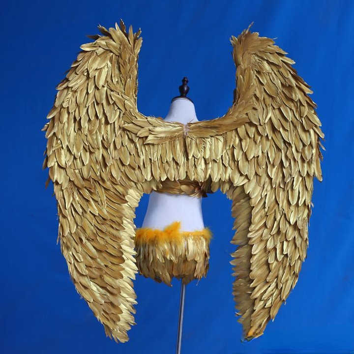 Golden Feather Wings, Show Props, Angel Wings, Photography Props