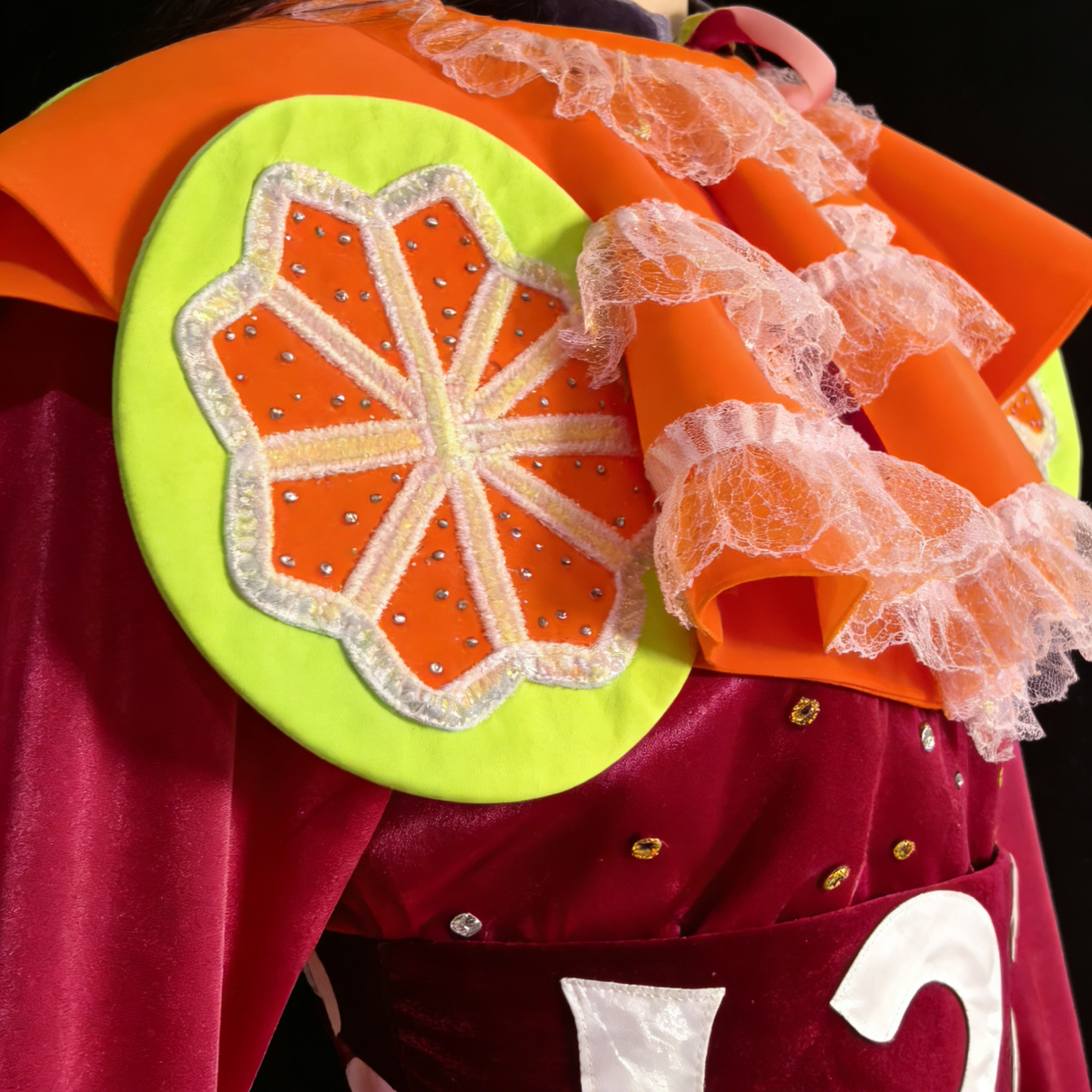 Orange Theme Creative Performance Costume, Orange Slice Decor Multi-Layer Tutu Skirt, Fun Themed Outfit