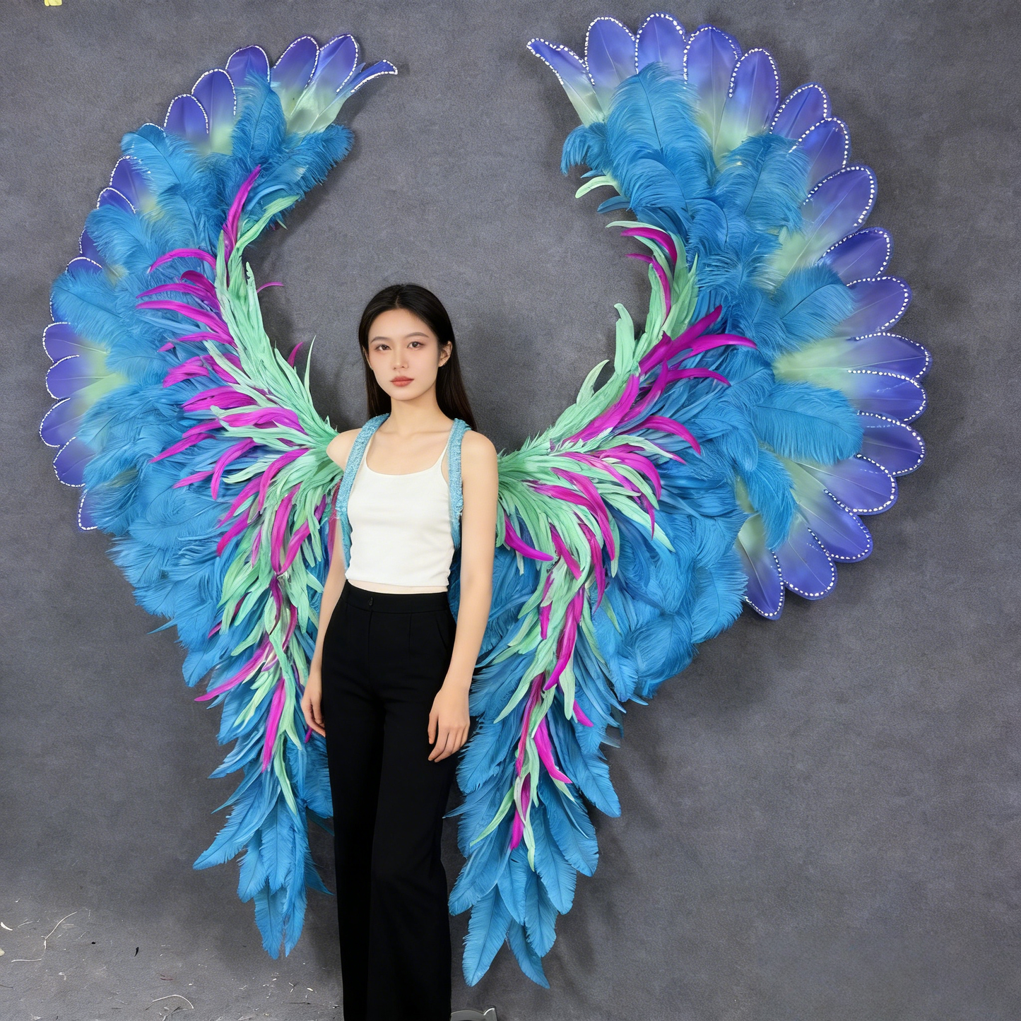 New Ostrich Feather Contrast Rooster Tail Wings, Catwalk, Commercial Show & Competition Performance Props