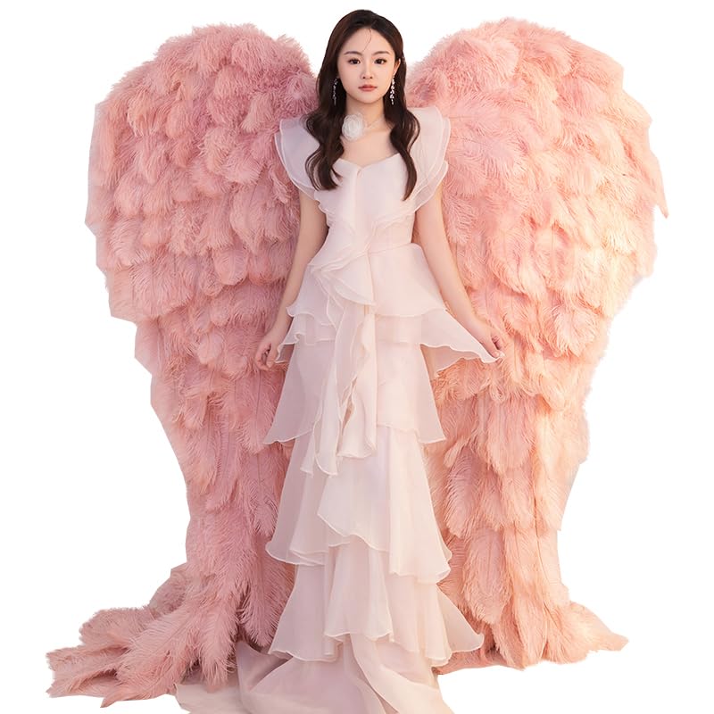 High Quality pink Ostrich Feather Adult Large Photography Angel wings