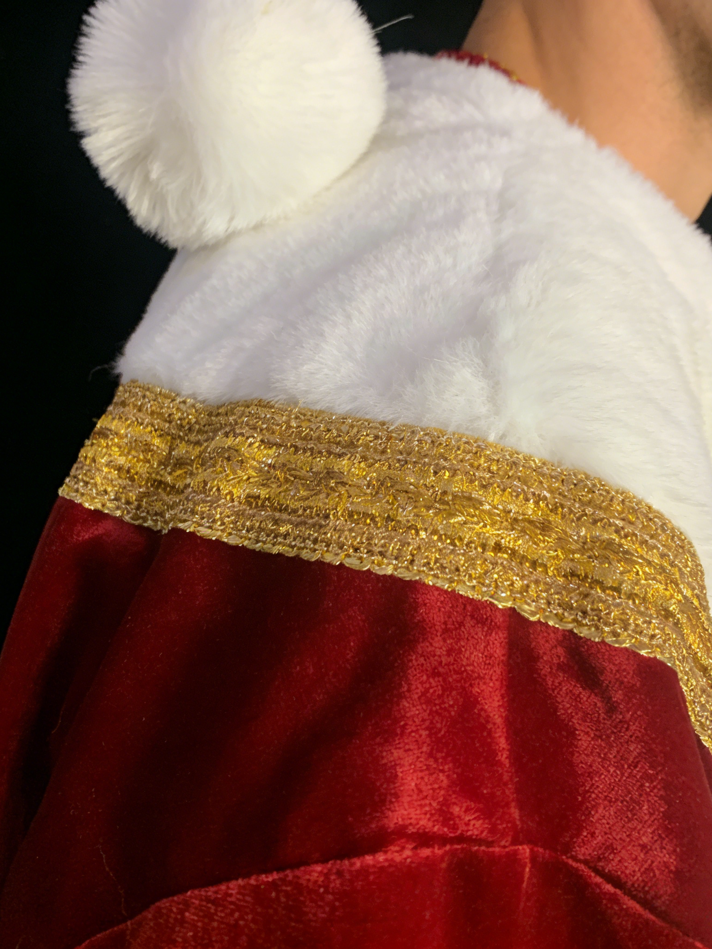 Men's Christmas Theme Performance Costume, Burgundy Velvet White Fur Gold Trim Outfit, Santa Style Stage Wear