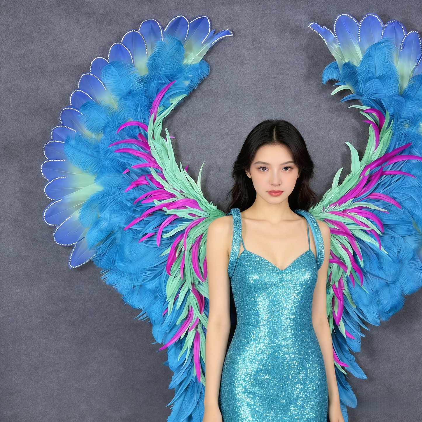 New Ostrich Feather Contrast Rooster Tail Wings, Catwalk, Commercial Show & Competition Performance Props