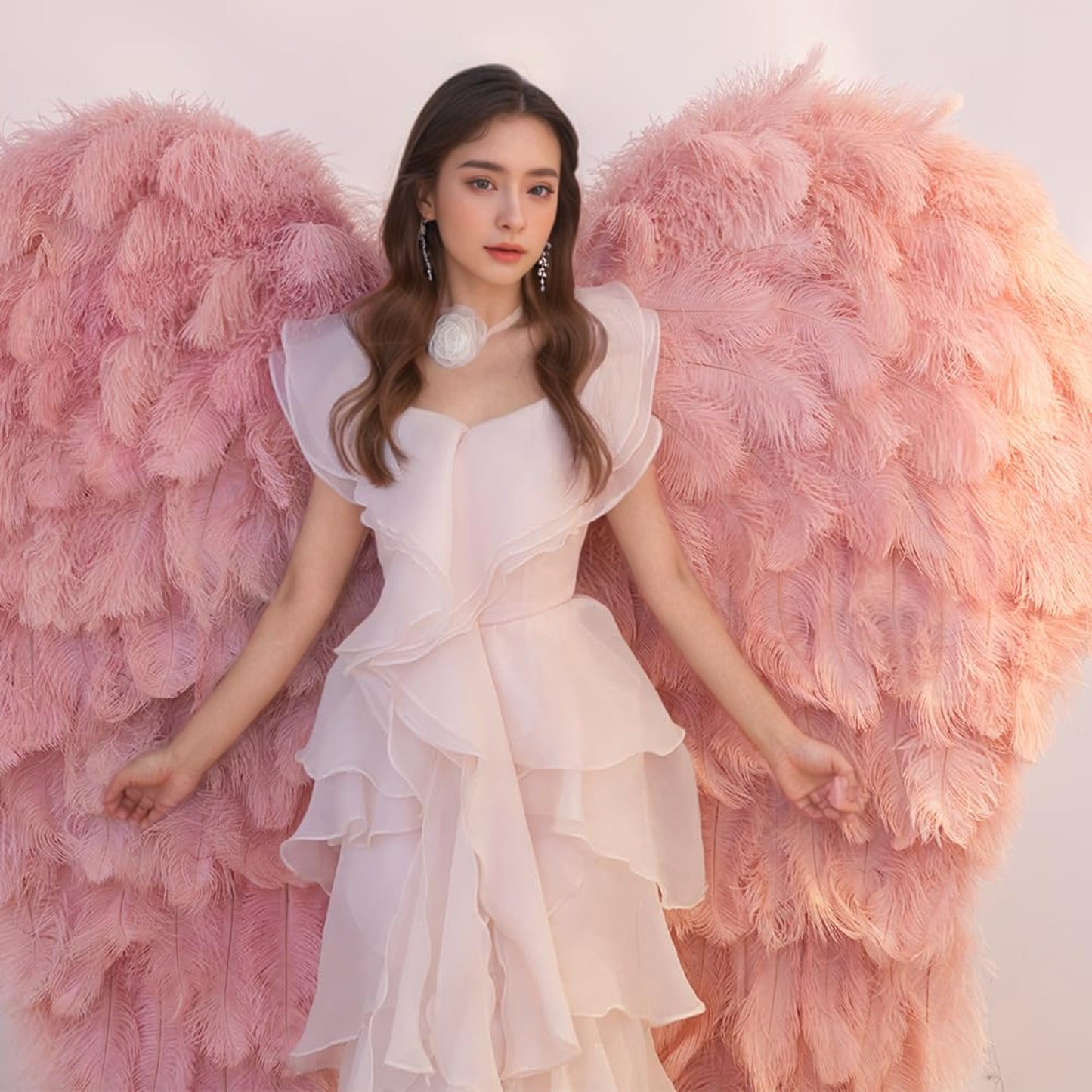 High Quality pink Ostrich Feather Adult Large Photography Angel wings