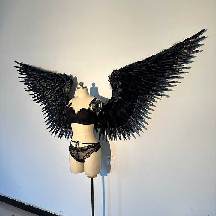 Custom Large Adult Black Feather Angel Wing Costume Photography wings
