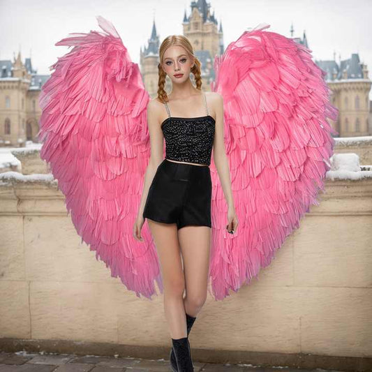 Custom Handmade Lightweight Pink Foam Angel Wings for Photography Props and Events Decoration