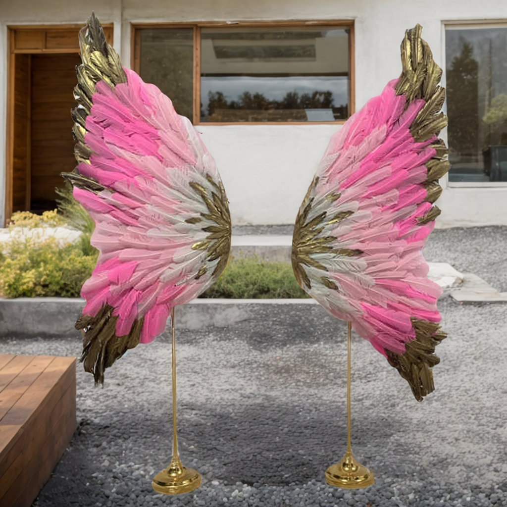 Custom Large Giant Angel Feather Wings with Base for Wedding Decor & Wall Background Decoration