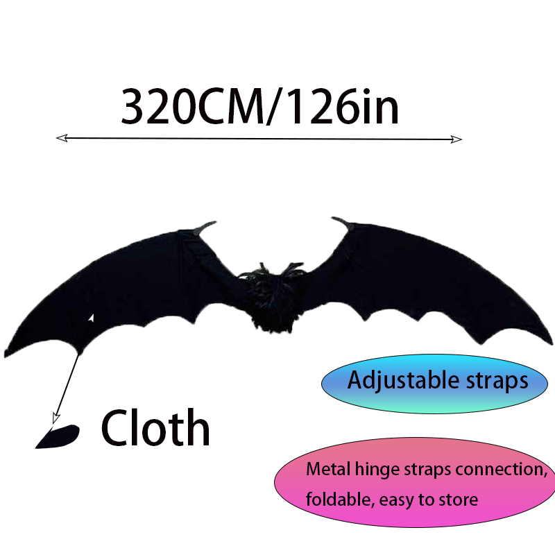 Factory Customized Black Electric Telescopic Black Bat Shaped Mechanical Angel wings Fashion Show Props Huge wings
