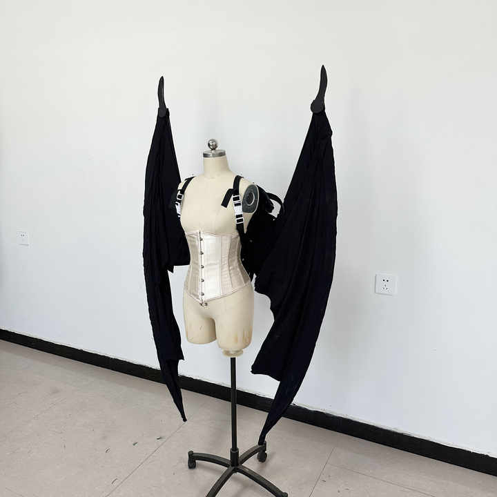 Factory Customized Black Electric Telescopic Black Bat Shaped Mechanical Angel wings Fashion Show Props Huge wings