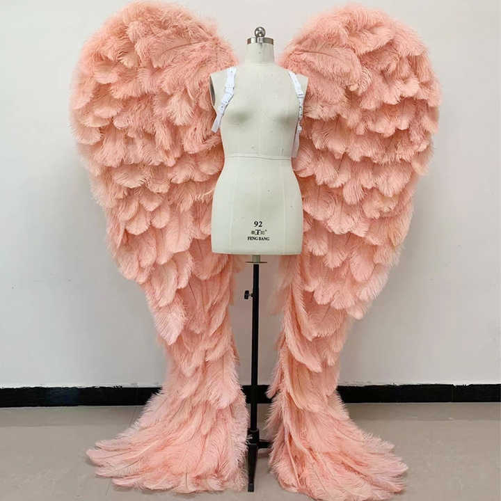 High Quality pink Ostrich Feather Adult Large Photography Angel wings