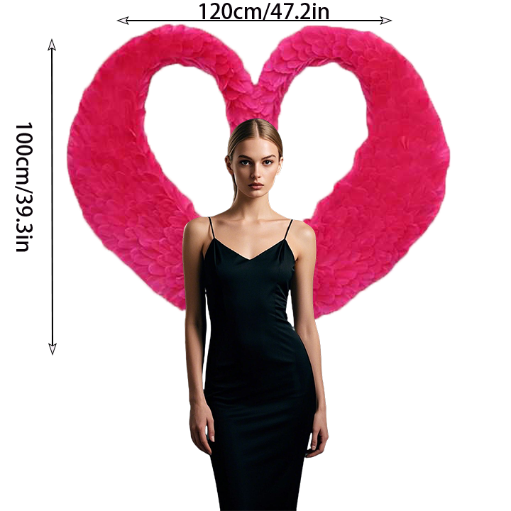 Rose Red Heart-shaped Design Feather wings Role Play Props Performance Angel wings