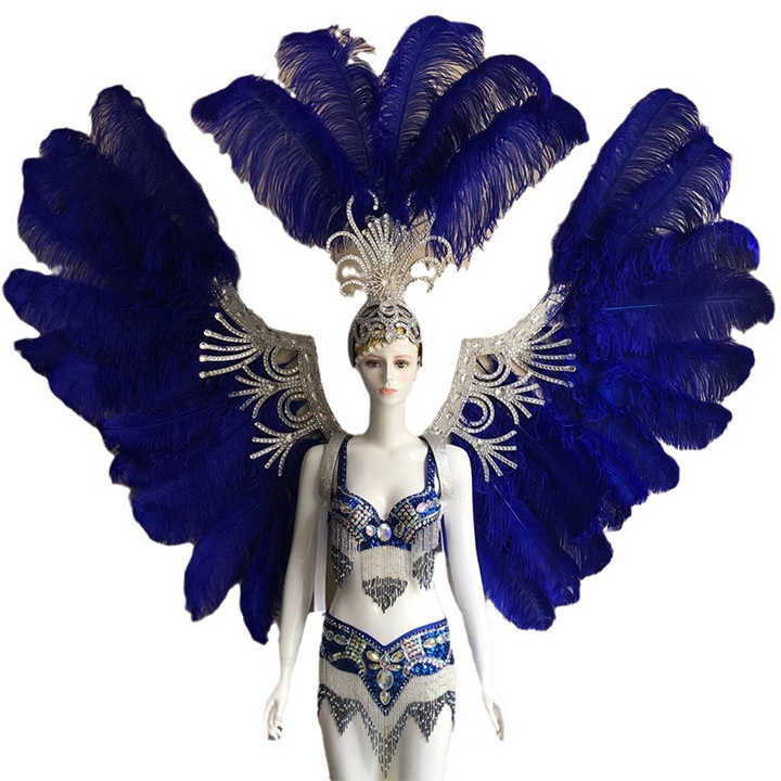 Samba Music Festival Opening Stage Performance Costume Ostrich Feather Wings Adult Party Parade Costume