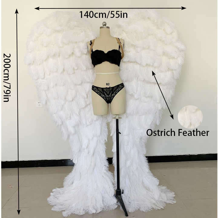 Wholesale Custom White Ostrich Feathers wings Adult Size Costume White Feather Angel wings
