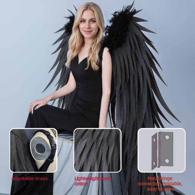 Model Walk Show Angel wings Studio Photography Modeling Props Black Large Angel wings