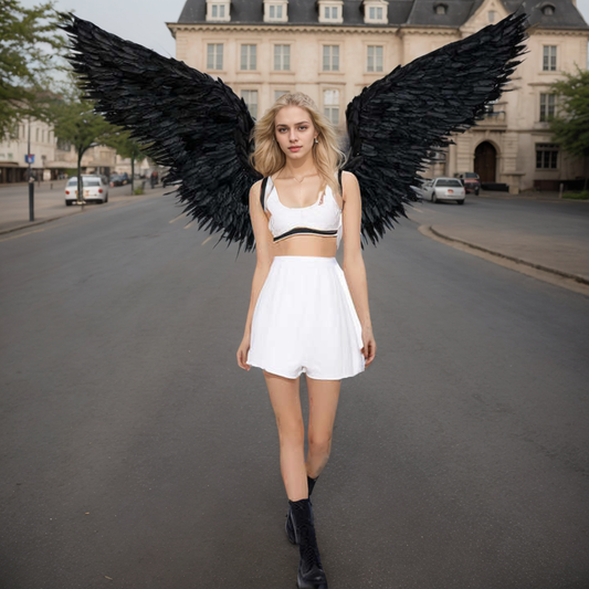 Custom Large Adult Black Feather Angel Wing Costume Photography wings