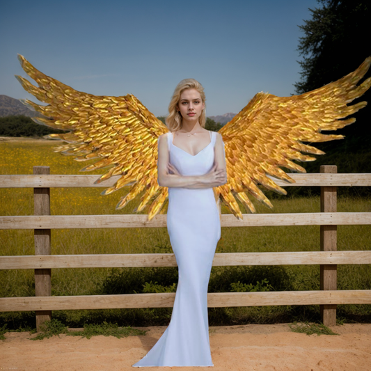 Custom Gold Feather Angel Wings for Studio Photography Prop Wings and Event Runway Decoration