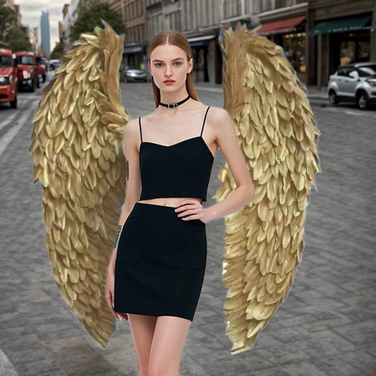 Golden Feather Wings, Show Props, Angel Wings, Photography Props