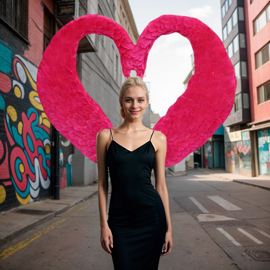 Rose Red Heart-shaped Design Feather wings Role Play Props Performance Angel wings