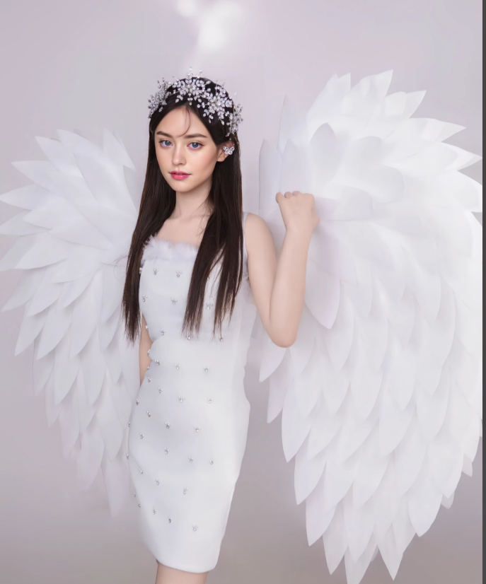 Handmade white foam angel wings, used for maternity photography and role - playing activities